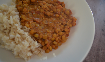 Instant pot vegan lentil dal with brown rice