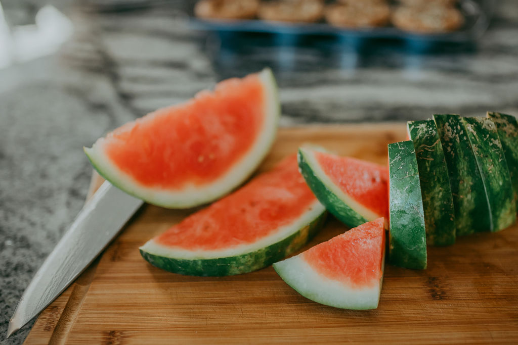 Watermelon on a cutting board