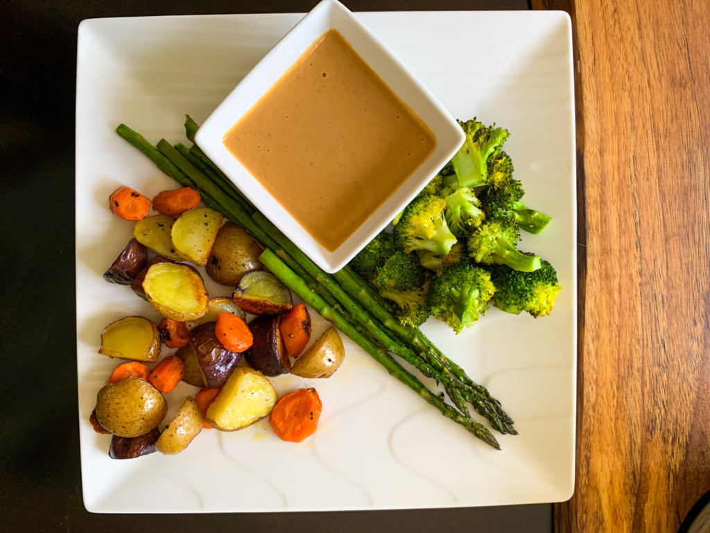 Roasted Veggies with Almond Butter Sauce