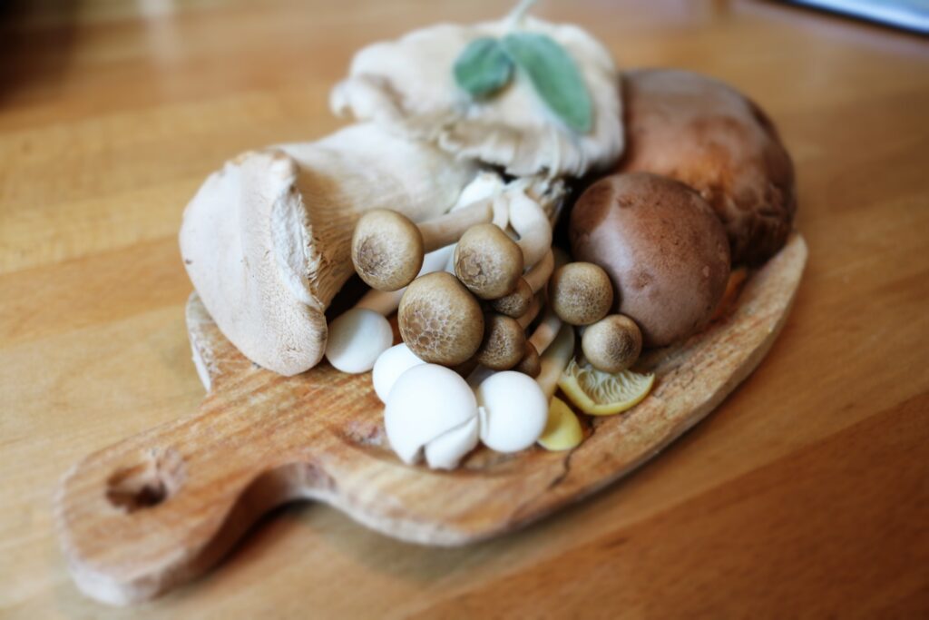 Plate of mushrooms; best mushrooms for gut health